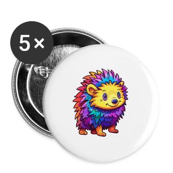 Igel Buntes Aquarell Cartoon Kawaii Tier - Buttons groß 56 mm (5er Pack) - Weiß - Vorne