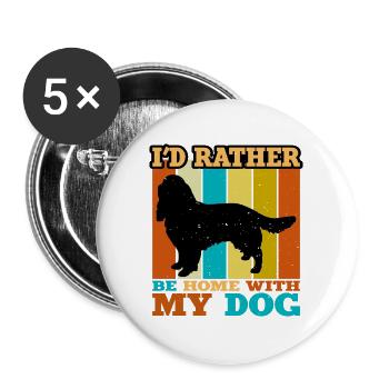 English Springer Spaniel Hund Silhouette Retro Sonne - Buttons groß 56 mm (5er Pack) - Weiß - Vorne