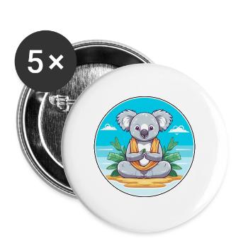 Koala Cartoon Yoga Strand Sommer Illustration - Buttons groß 56 mm (5er Pack) - Weiß - Vorne