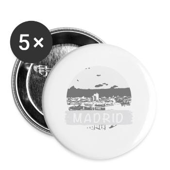 Madrid City - Buttons groß 56 mm (5er Pack) - Weiß - Vorne