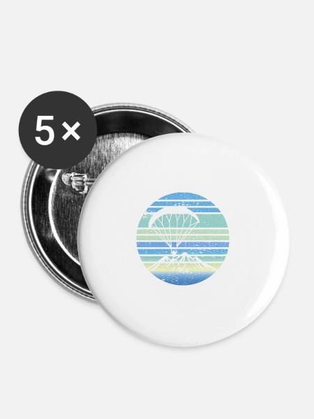Paramotoring Retro Design - Buttons groß 56 mm (5er Pack) - Weiß