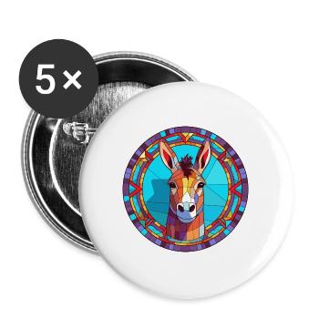 Esel Buntes Glas Bunte Karikatur Kawaii Anima - Buttons groß 56 mm (5er Pack) - Weiß - Vorne