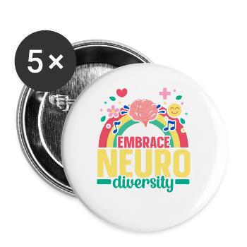 Umarmen Sie Nuerodiversität Anders denken ADHD - Buttons groß 56 mm (5er Pack) - Weiß - Vorne
