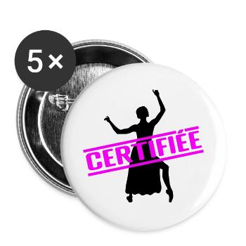 ZERTIFIZIERTER BESTER LEHRER - Buttons groß 56 mm (5er Pack) - Weiß - Vorne