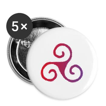 Keltisches Symbol Triskele Dreierspirale Neu - Buttons groß 56 mm (5er Pack) - Weiß - Vorne