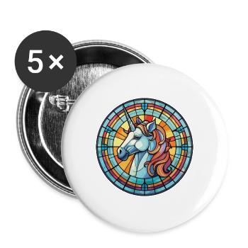 Einhorn bunte Aquarell Tier Illustration - Buttons groß 56 mm (5er Pack) - Weiß - Vorne