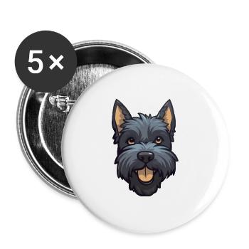 Scottish Terrier Hunderasse Aquarell Karikatur Kawa - Buttons groß 56 mm (5er Pack) - Weiß - Vorne