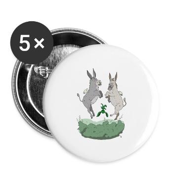 Fliegende Esel – FeArt - Buttons groß 56 mm (5er Pack) - Weiß - Vorne