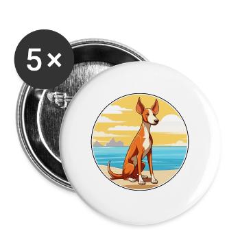 Ibizan Jagdhund Rasse Cartoon Kawaii Clipart Hund - Buttons groß 56 mm (5er Pack) - Weiß - Vorne
