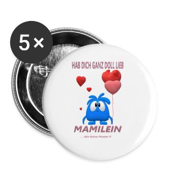 hab dich lieb mami - Buttons groß 56 mm (5er Pack) - Weiß - Vorne