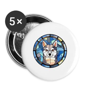 Alaskan Klee Kai Hunderasse Buntglas Bunt - Buttons groß 56 mm (5er Pack) - Weiß - Vorne