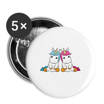 Best Friends Unicorn - Buttons groß 56 mm (5er Pack) - Weiß - Vorne