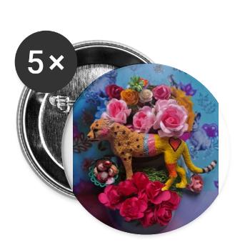 Geparden-Geburtstagsfeier - Buttons groß 56 mm (5er Pack) - Weiß - Vorne