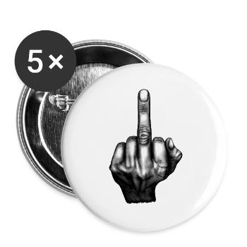 Flip the Bird - Buttons groß 56 mm (5er Pack) - Weiß - Vorne