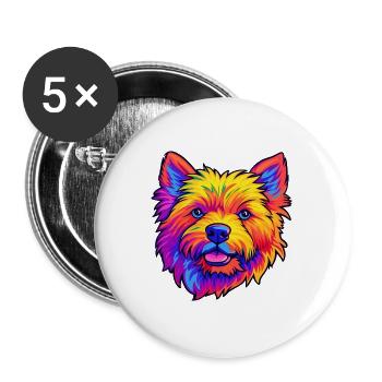 Norwich Terrier Hunderasse Cartoon Kawaii Illustrat - Buttons groß 56 mm (5er Pack) - Weiß - Vorne