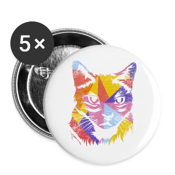 Anmutige Thaikatze Katzenzucht - Buttons groß 56 mm (5er Pack) - Weiß - Vorne