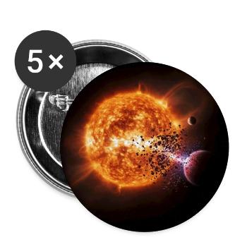 Feuriger Kometen-Print auf T-Shirt - Buttons groß 56 mm (5er Pack) - Weiß - Vorne