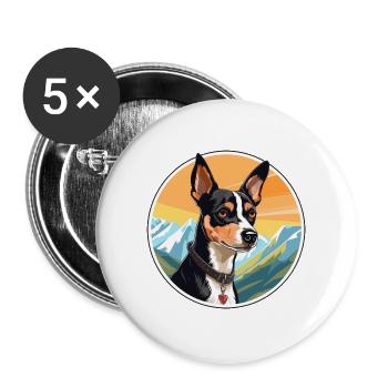 Ratterrier Hunderasse Karikatur Kawaii Aquarell - Buttons groß 56 mm (5er Pack) - Weiß - Vorne
