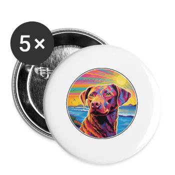 Chesapeake Bay Retriever Hund Rasse Bunt Cartoo - Buttons groß 56 mm (5er Pack) - Weiß - Vorne