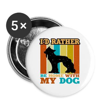 Chinesischer Schopfhund Liebe Silhouette Vintage Sonnenuntergang - Buttons groß 56 mm (5er Pack) - Weiß - Vorne