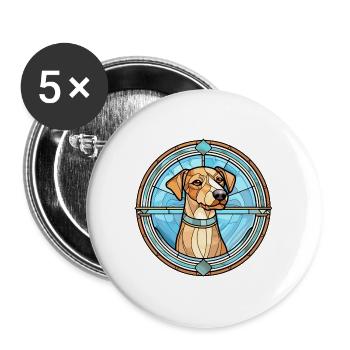 Skandinavische Hunderasse Buntes Glas - Buttons groß 56 mm (5er Pack) - Weiß - Vorne