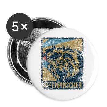 Munterer Affenpinscher Züchter - Buttons groß 56 mm (5er Pack) - Weiß - Vorne