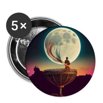 Der Mond - Buttons groß 56 mm (5er Pack) - Weiß - Vorne