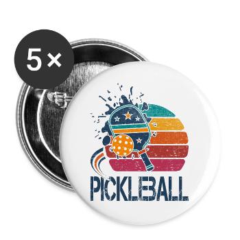 Pickleball - 2 - Buttons groß 56 mm (5er Pack) - Weiß - Vorne