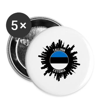 Tallinn Skyline Estland Flagge Reise Souvenir - Buttons groß 56 mm (5er Pack) - Weiß - Vorne