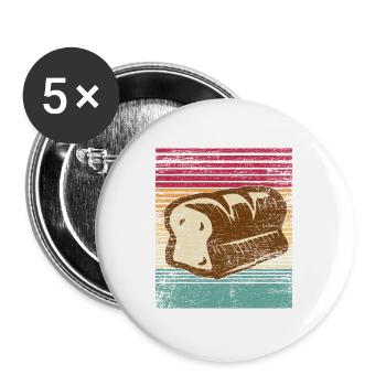 Herzhafter Brotlaib Frühstückstisch - Buttons groß 56 mm (5er Pack) - Weiß - Vorne