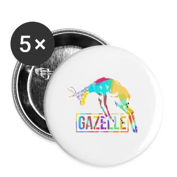 Zierliche Gazelle Steppenläufer - Buttons groß 56 mm (5er Pack) - Weiß - Vorne