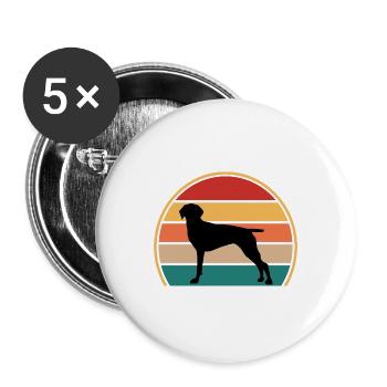 Alter dänischer Vorstehhund Silhouette Retro Sonnenuntergang - Buttons groß 56 mm (5er Pack) - Weiß - Vorne