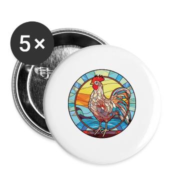 Bunte Aquarell-Tierillustration des Huhns - Buttons groß 56 mm (5er Pack) - Weiß - Vorne