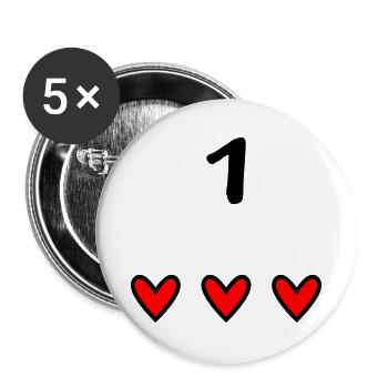 1. 1 JAHR. 1. JAHRESTAG. GEBURTSTAG 1 JAHR. - Buttons groß 56 mm (5er Pack) - Weiß - Vorne