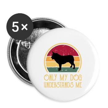 Australischer Cattle Hund Liebe Silhouette Retro Sonnenuntergang - Buttons groß 56 mm (5er Pack) - Weiß - Vorne