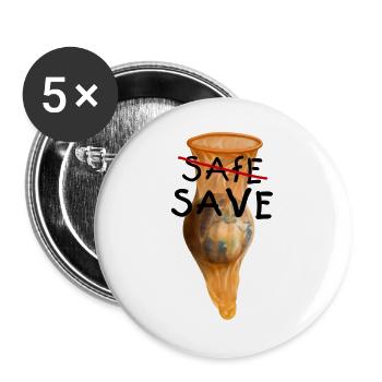 Save the World – Klimaschutz Protest Design - Buttons groß 56 mm (5er Pack) - Weiß - Vorne