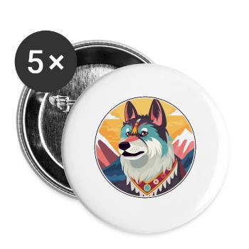 Chinesische kaiserliche Hunderasse Karikatur Kawaii Watercol - Buttons groß 56 mm (5er Pack) - Weiß - Vorne