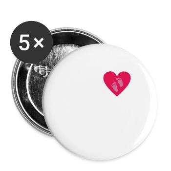 Babyfüße Babyherz Babyfuß Babysteps - Buttons groß 56 mm (5er Pack) - Weiß - Vorne