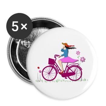 Just A Girl Who Loves Cycling Bicycle - Buttons groß 56 mm (5er Pack) - Weiß - Vorne