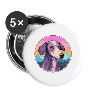 Andalusische Ratte Jagdhund Rasse Cartoon Kawaii Wa - Buttons groß 56 mm (5er Pack) - Weiß - Vorne