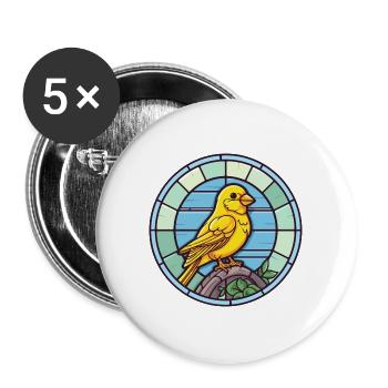 Kanarienvogel Bunte Karikatur Kawaii Anima - Buttons groß 56 mm (5er Pack) - Weiß - Vorne