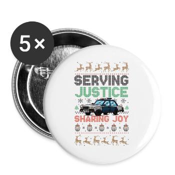 Der Gerechtigkeit dienen Freude teilen Weihnachtsm - Buttons groß 56 mm (5er Pack) - Weiß - Vorne
