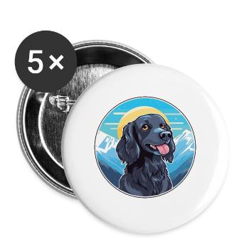 Blaue Picardie Spaniel Hunderasse Cartoon Kawaii Wate - Buttons groß 56 mm (5er Pack) - Weiß - Vorne