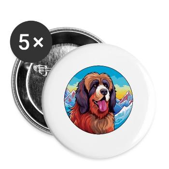 Tibetischer Mastiff Hunderasse Cartoon Kawaii Watercolo - Buttons groß 56 mm (5er Pack) - Weiß - Vorne