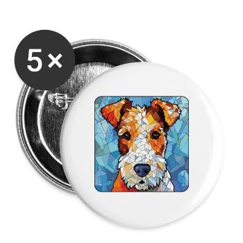 Draht Foxterrier Hunderasse Aquarell Illustration - Buttons groß 56 mm (5er Pack) - Weiß - Vorne