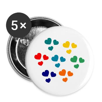 HERZ. HERZ. HERZ. KÜSSEN. SCHMATZEN. KÜSST. - Buttons groß 56 mm (5er Pack) - Weiß - Vorne