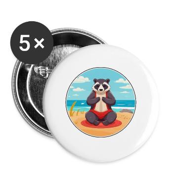 Dachs Cartoon Yoga Strand Sommer Illustration - Buttons groß 56 mm (5er Pack) - Weiß - Vorne