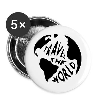 Reise Weltreise Urlaub - Buttons groß 56 mm (5er Pack) - Weiß - Vorne