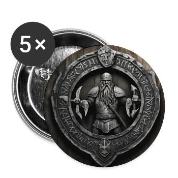Wikinger mit Äxten - Buttons groß 56 mm (5er Pack) - Weiß - Vorne