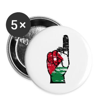 Jordanien Flagge Nummer 1 used - Buttons groß 56 mm (5er Pack) - Weiß - Vorne
